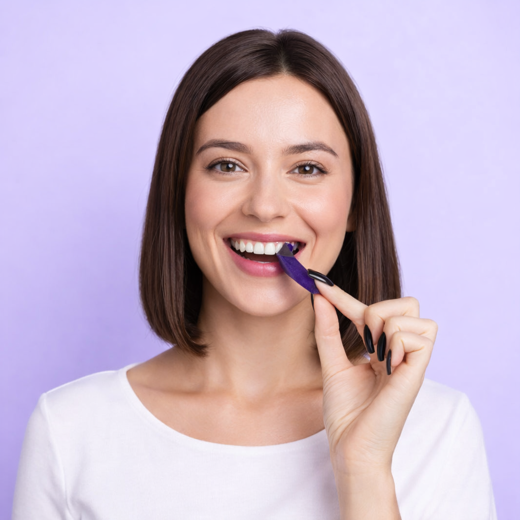 Dry Purple Teeth Whitening Strips